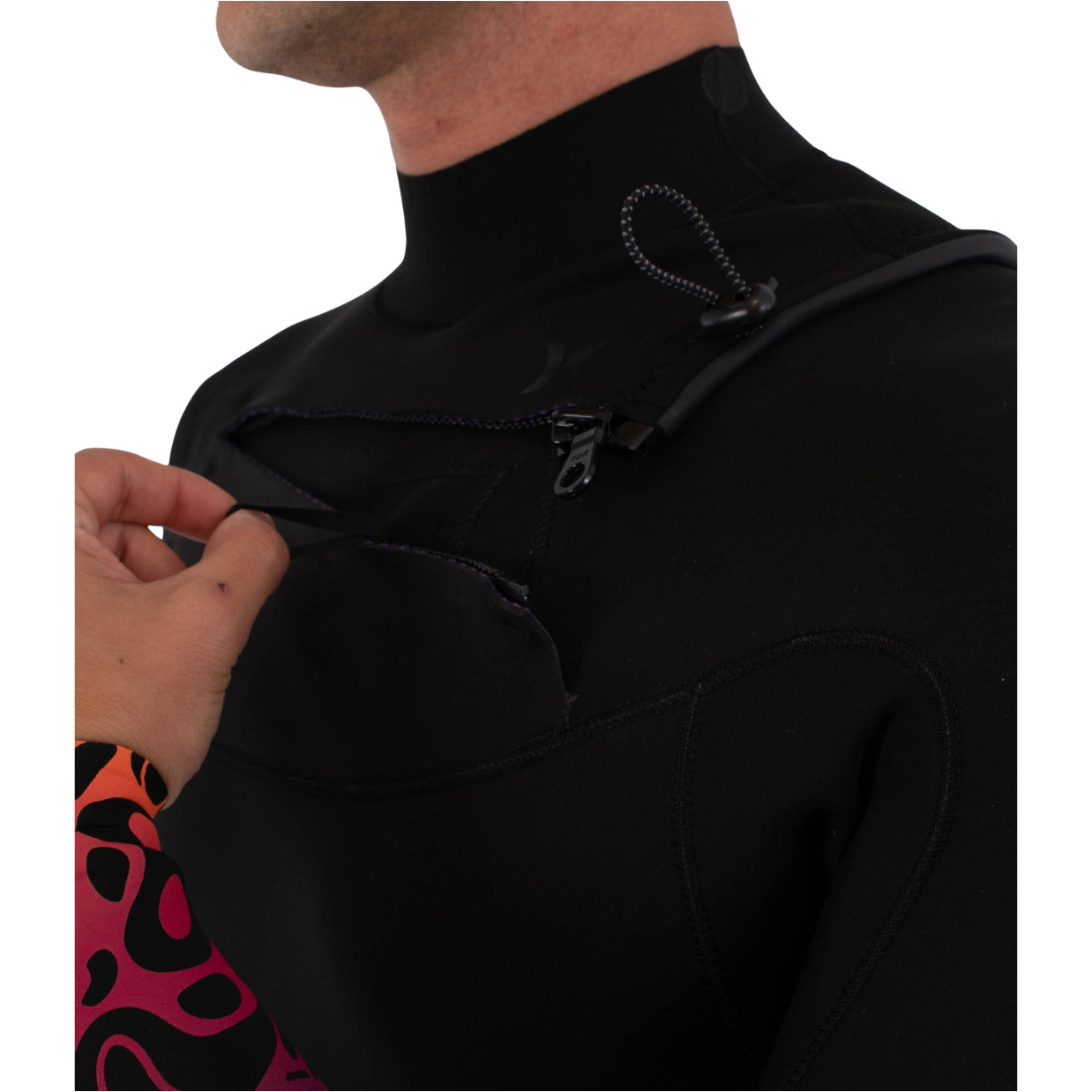 2026 Hurley Mens Air Bubblee Degrade 3/2mm Chest Zip Wetsuit MFSTL13312 - Black Bubble